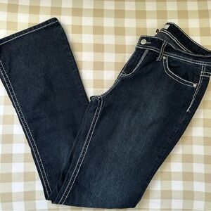 L.e.i. Vintage Style Dark Women's Low-rise Slim Bootcut Jeans Sz 11 Rhinestones